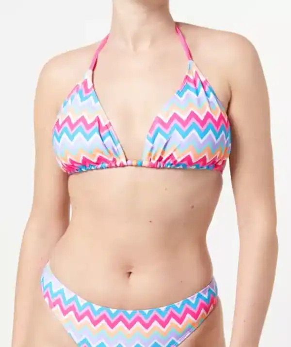 Bild 1 von Triangel Bikini-Oberteil, weiß bedruckt
