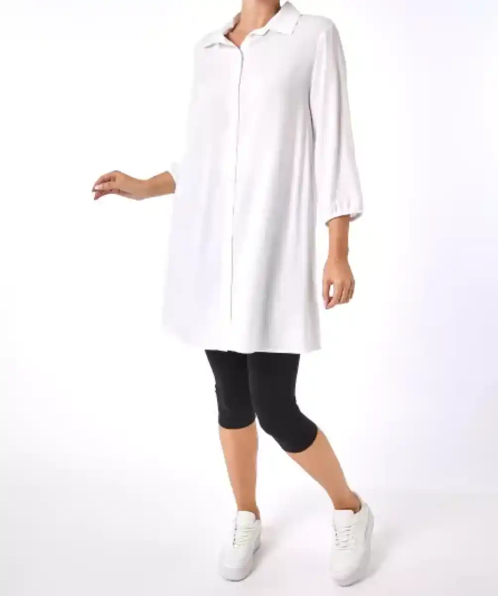 Bild 1 von Longbluse mit Kragen, weiß