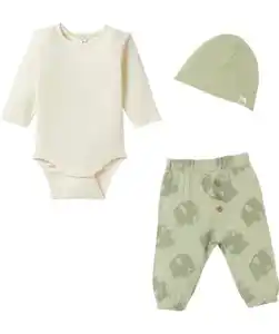 Newborn Mütze + Body + Musselin-Hose, hellgrün
