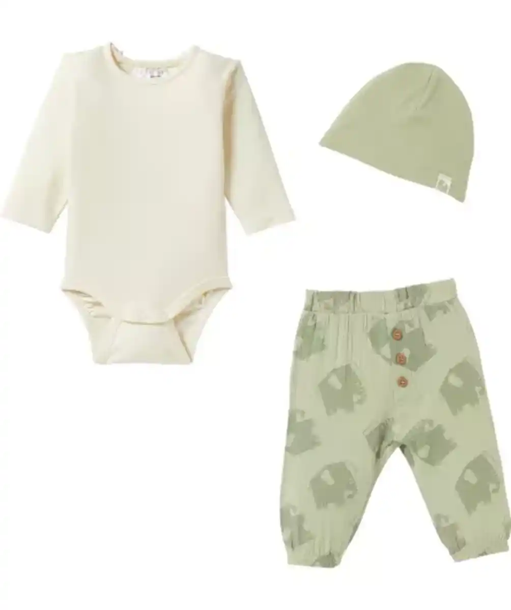 Bild 1 von Newborn Mütze + Body + Musselin-Hose, hellgrün