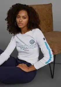 KangaROOS Langarmshirt mit Druck und Streifen am Ärmel