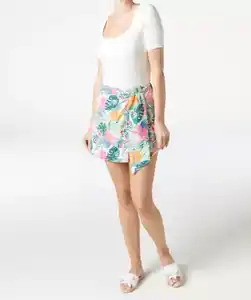 Strand-Skort, hellblau bedruckt
