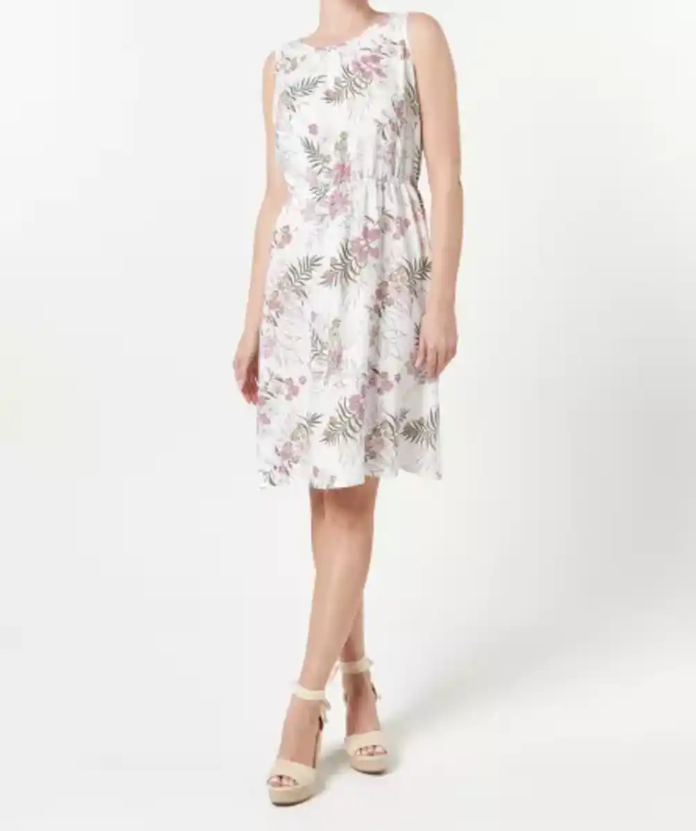 Bild 1 von Kleid mit tropischem Muster, weiß bedruckt