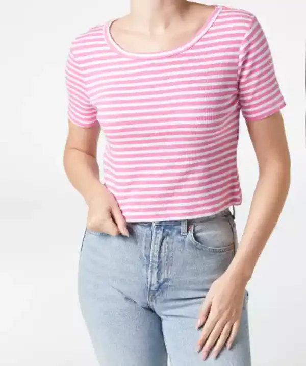 Bild 1 von T-Shirt cropped, weiß/rot