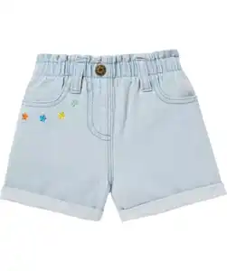 Jeans-Shorts mit Stickereien, jeansblau