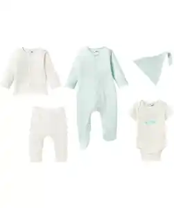 Newborn Mütze + Body + Strampler + Langarmshirt + Hose, mintgrün