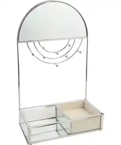 Schmuckhalter mit Spiegel, silber