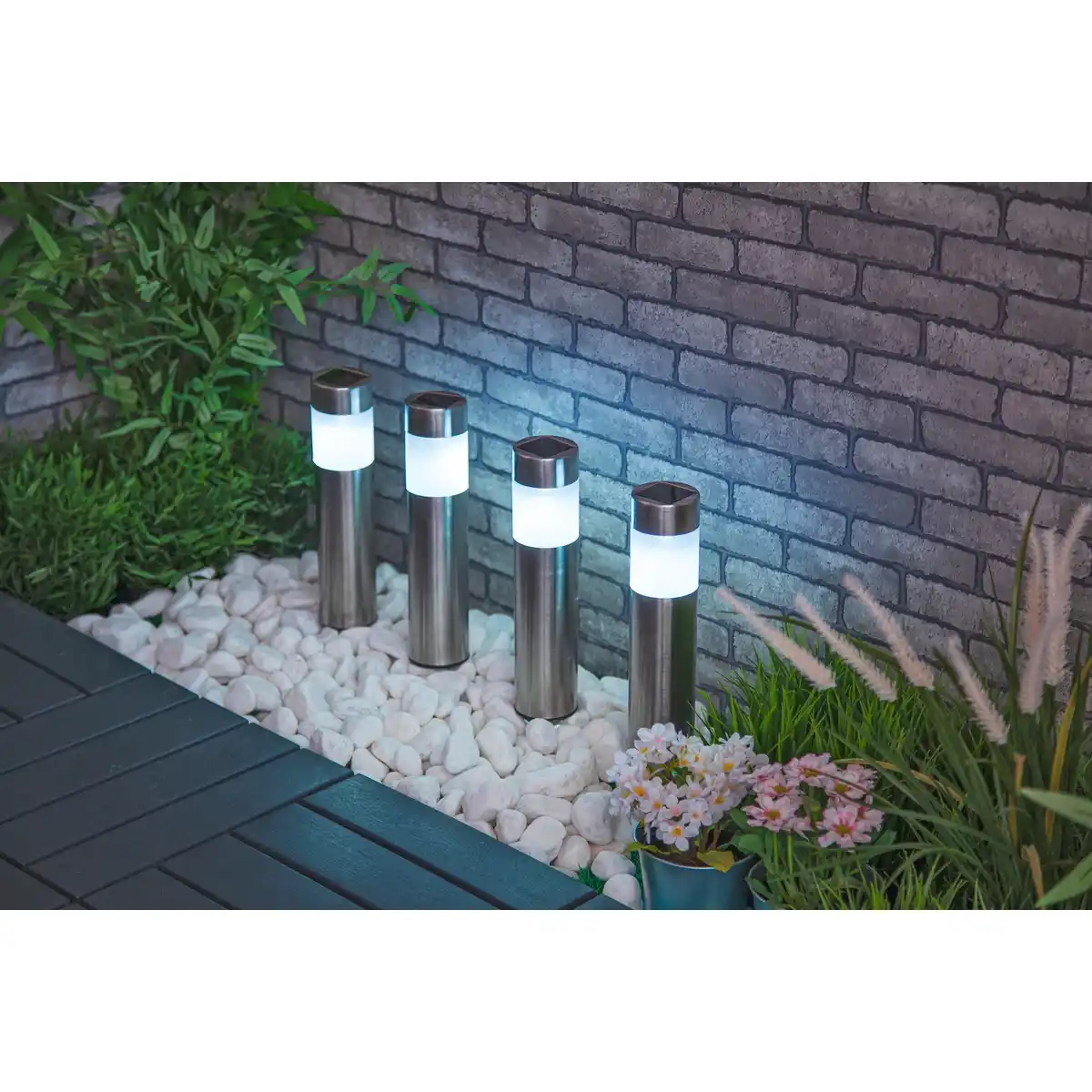 Bild 2 von CASAYA Solarleuchte »Micro 2.0«, 4er Set, warmweiß, ØxH: 6 x 38 cm, Edelstahl, silber