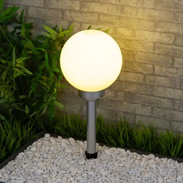 Bild 2 von CASAYA LED-Solarkugelleuchte »Marla«, 20x52 cm (ØxH), warmweiß, weiß/silber