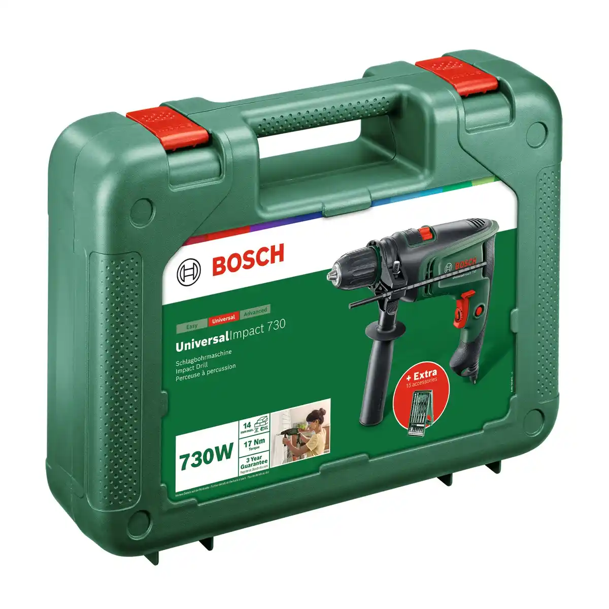 Bild 4 von BOSCH HOME & GARDEN Schlagbohrmaschine »UniversalImpact«, 730 W, 15-teilig, leicht + kompakt