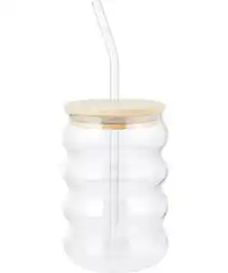 Glas mit Bambusdeckel, transparent