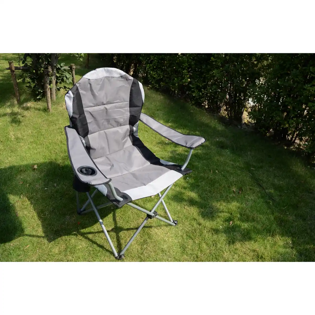 Bild 1 von Camping-Stuhl »Deluxe«, Faltarmlehnstuhl, BxH: 92 x 110 cm, faltbar, schwarz/grau, inkl. Tragetasche