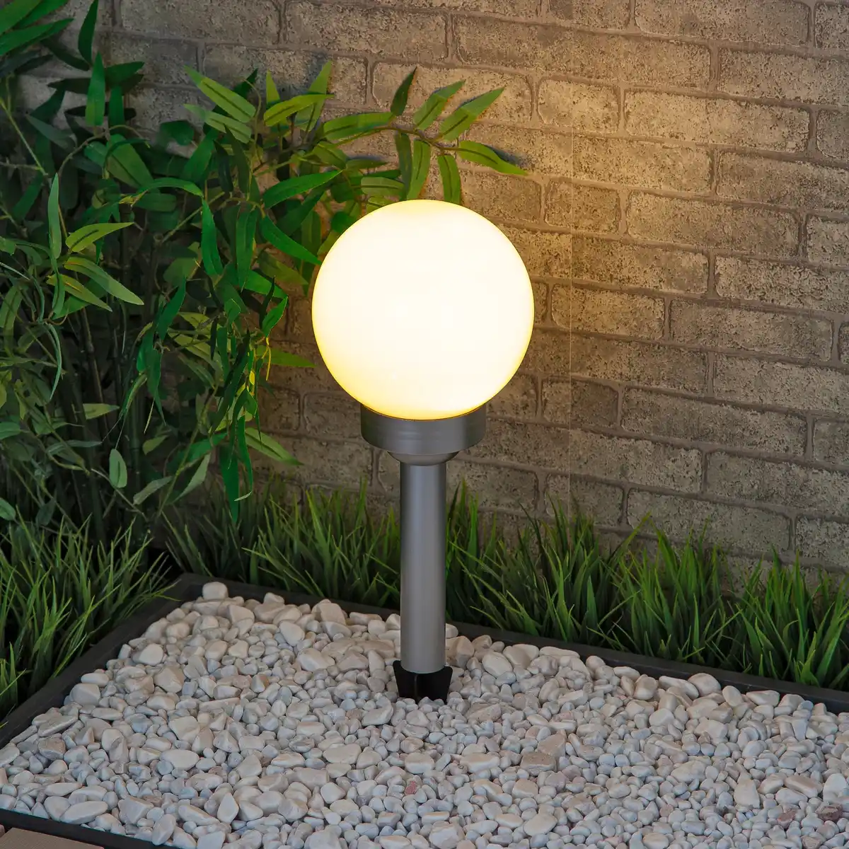 Bild 2 von CASAYA LED-Solarkugelleuchte »Marla«, 15x42 cm(ØxH), warmweiß, weiß/silber