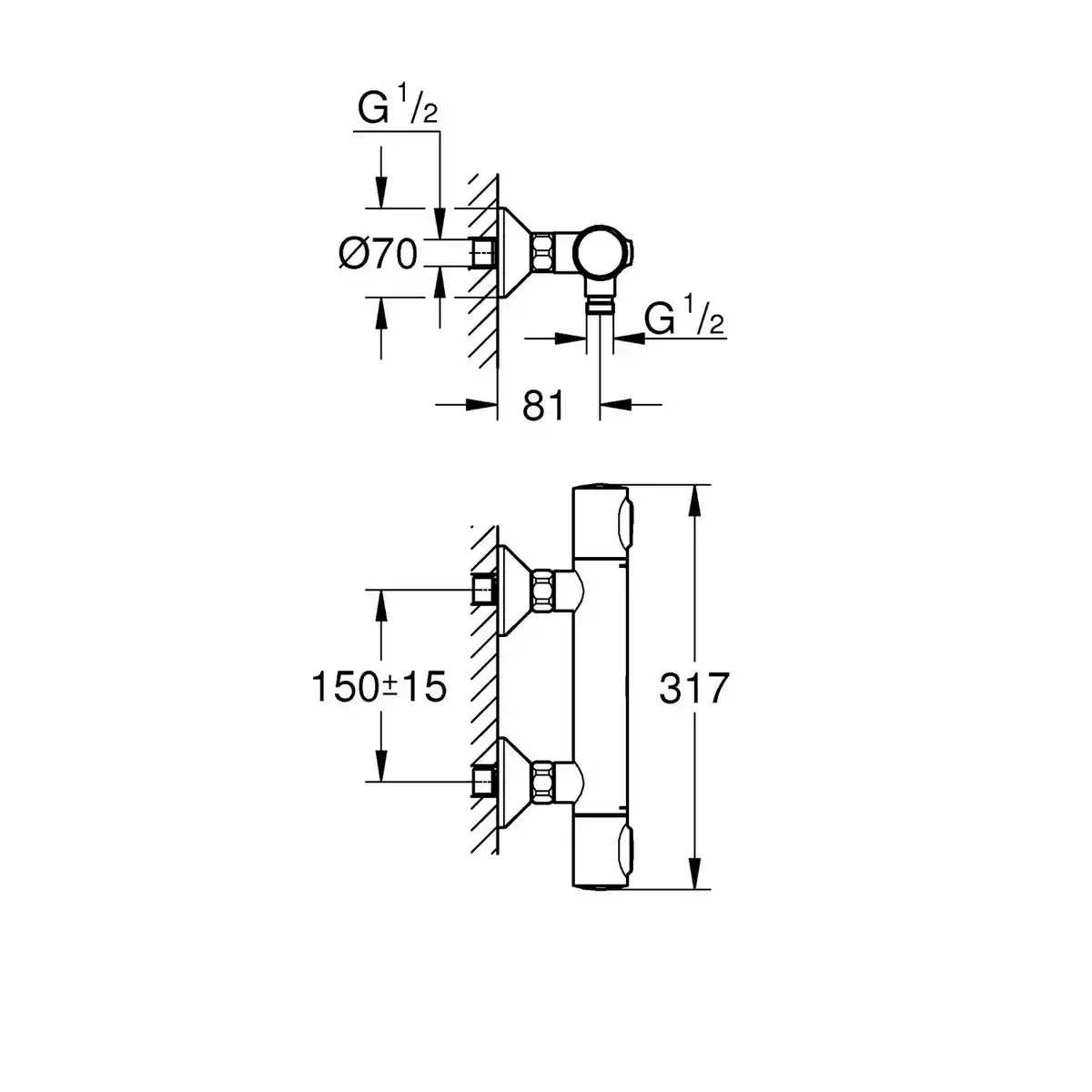 Bild 4 von GROHE Thermostat-Brausebatterie »Precision Flow«, 38-43°C, chromfarben, glänzend, für das Badezimmer
