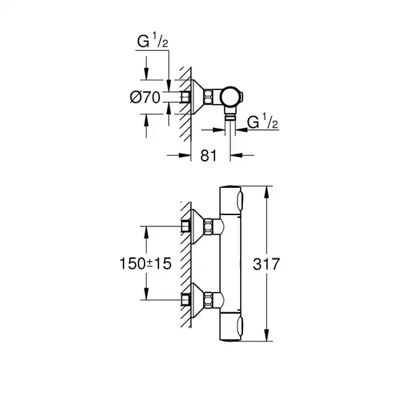 Bild 4 von GROHE Thermostat-Brausebatterie »Precision Flow«, 38-43°C, chromfarben, glänzend, für das Badezimmer