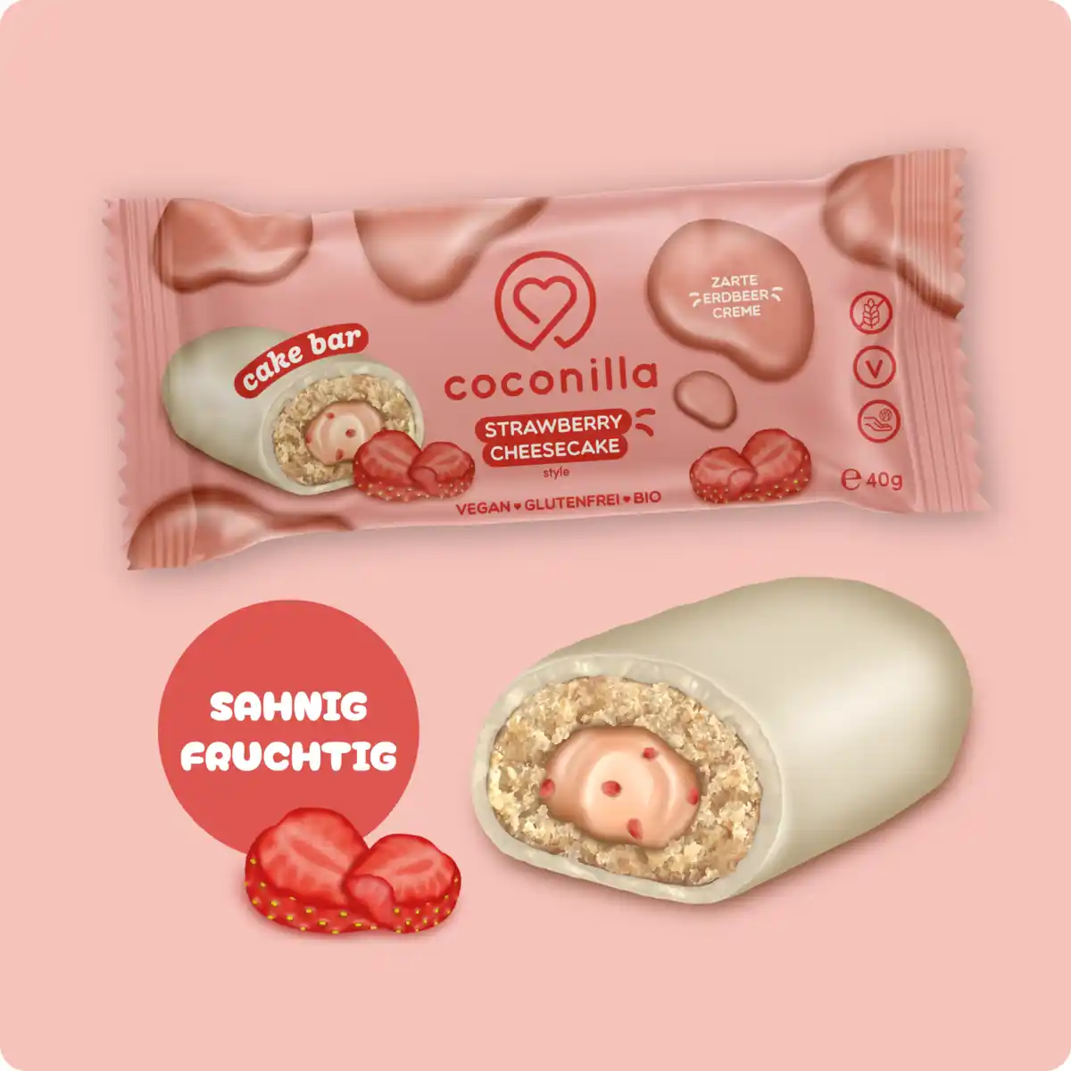 Bild 2 von coconilla Bio Cake Bar Strawberry Cheesecake Style veganer Haferriegel, 40 g