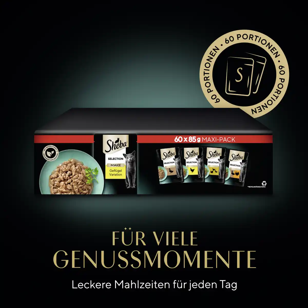 Bild 3 von Sheba Selection Mini Portionsbeutel Geflügel Variation in Sauce Multipack, 5.100 g