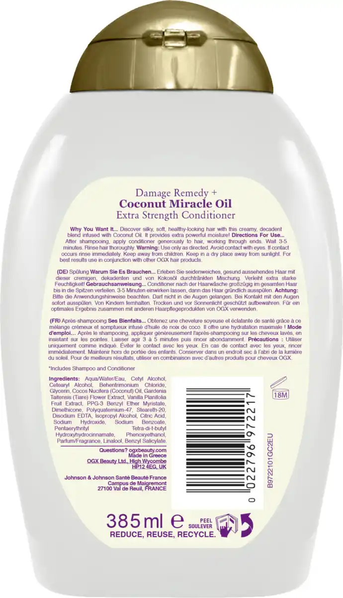 Bild 1 von ogx Spülung Extra Strength Damage remedy & Cocount Miracle Oil, 385 ml