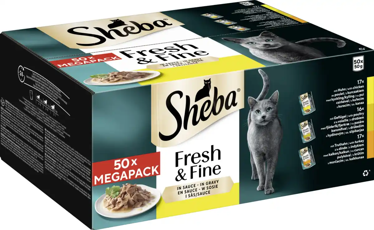 Bild 2 von Sheba Fresh & Fine Portionsbeutel Huhn, Geflügel & Truthahn in Sauce Multipack, 2.500 g
