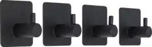IDEENWELT Selbstklebende Wandhaken 4er-Set schwarz