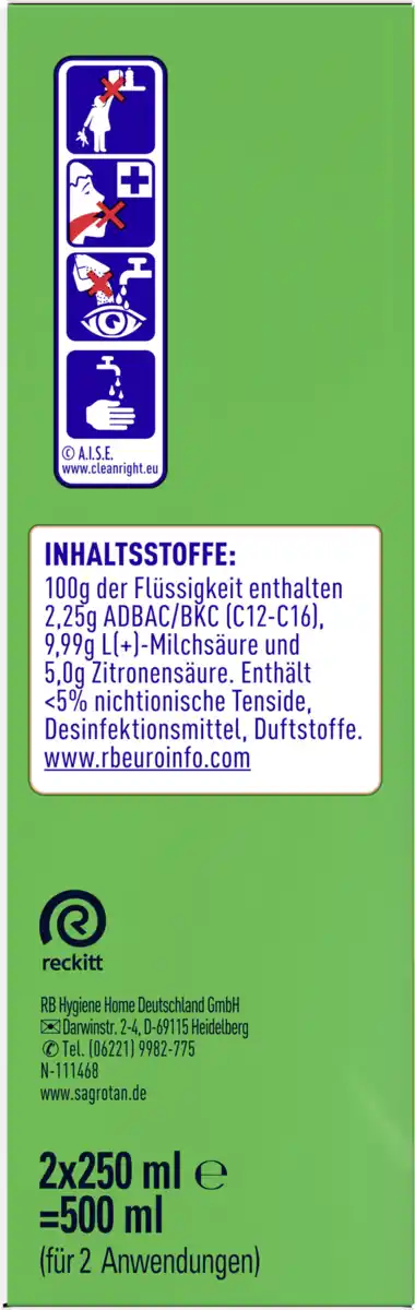 Bild 3 von Sagrotan Waschmaschinen Hygienereiniger DUO Limette, 500 ml