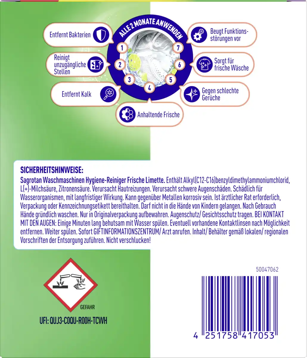 Bild 4 von Sagrotan Waschmaschinen Hygienereiniger DUO Limette, 500 ml