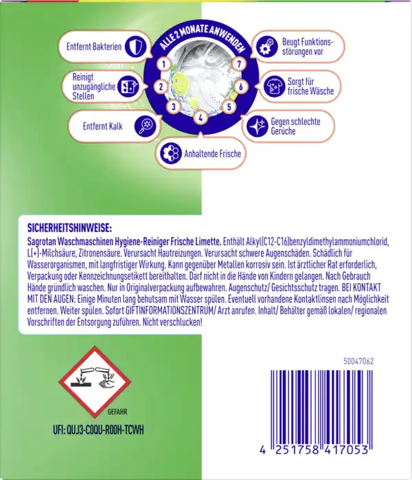 Bild 4 von Sagrotan Waschmaschinen Hygienereiniger DUO Limette, 500 ml