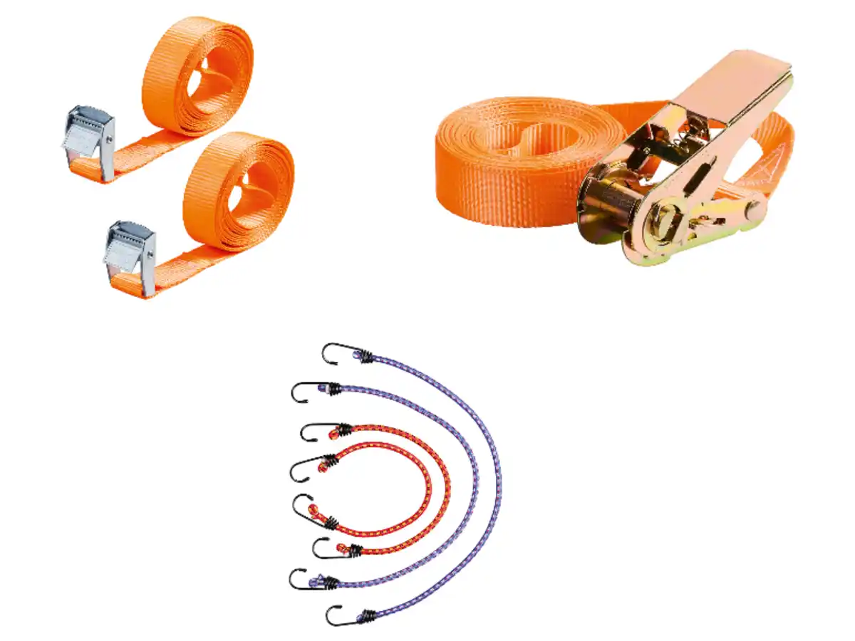 Bild 1 von ULTIMATE SPEED® Spanngurt mit Ratsche / Spanngummi-Set / Spanngurt-Set mit Schnellverschluss