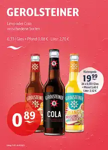 GEROLSTEINER Limo oder Cola verschiedene Sorten