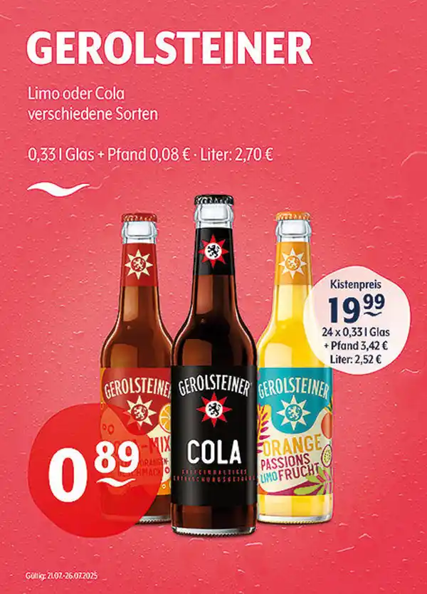 Bild 1 von GEROLSTEINER Limo oder Cola verschiedene Sorten