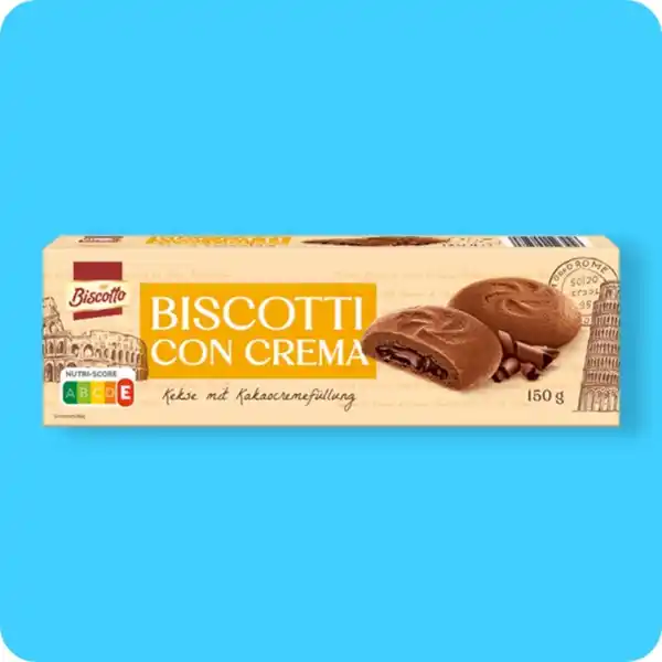 Bild 1 von BISCOTTO Biscotti con Crema, Mit Kakaocremefüllung oder Zitronencremefüllung