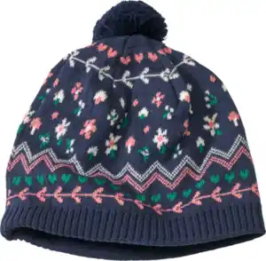 ALANA Mütze mit Bommel & Blumen-Muster, blau, Gr. 52/53