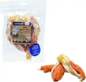 Beeztees Hundesnack Adult Kaninchenohren 250 g gefĂĽllt mit Huhn