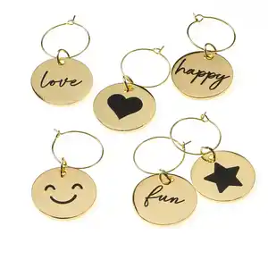 dm home Glasmarkierer-Set aus Metall, gold (2,5x0,2 cm)