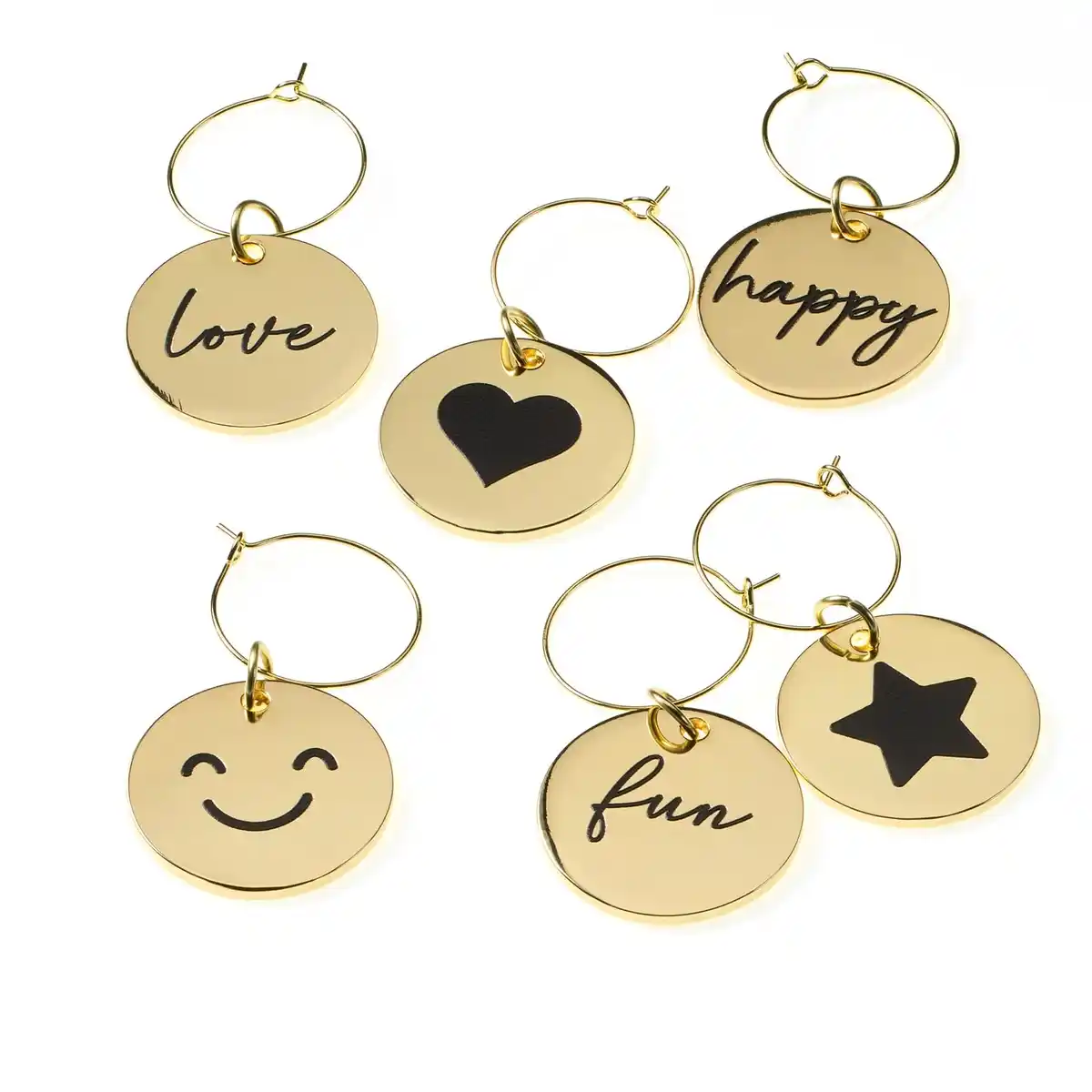 Bild 1 von dm home Glasmarkierer-Set aus Metall, gold (2,5x0,2 cm)