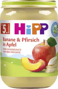 HiPP Bio Früchte Banane & Pfirsich in Apfel nach dem 5. Monat, 190 g