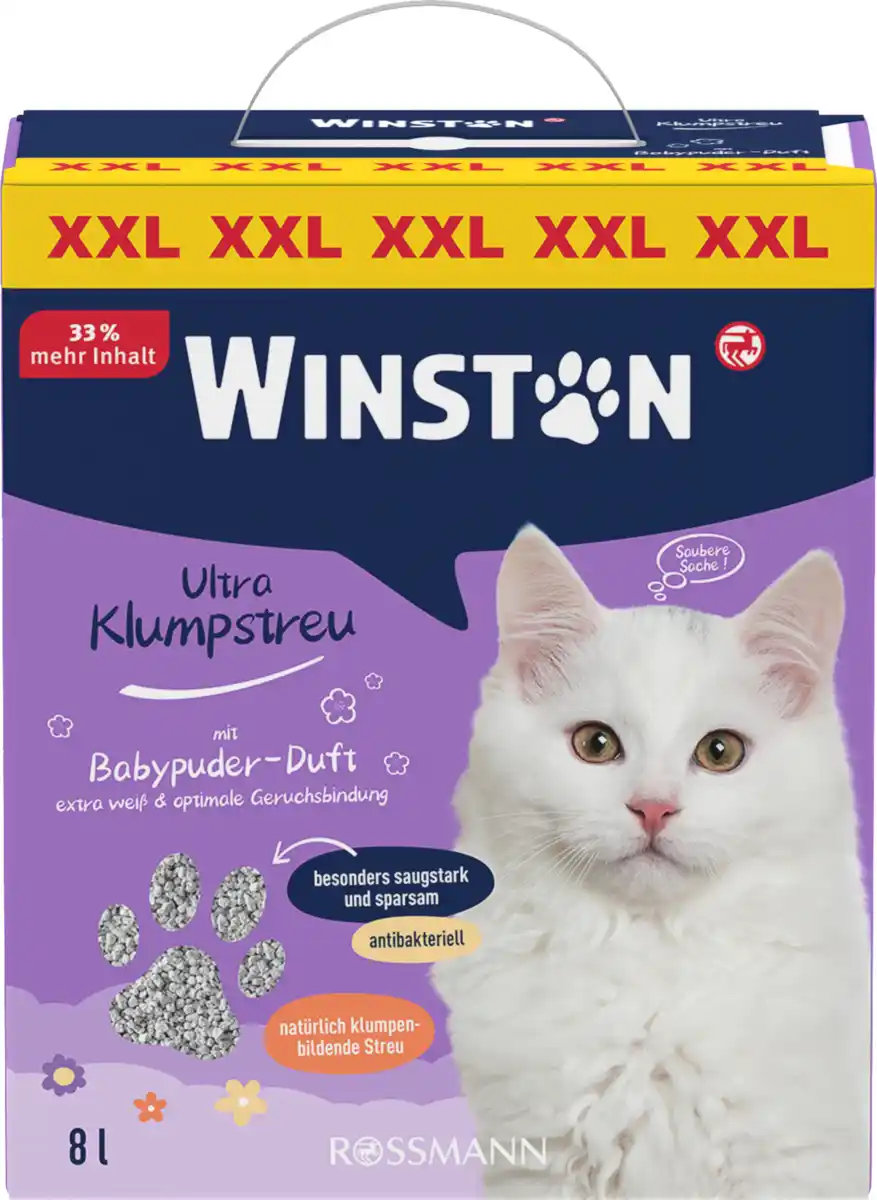 Bild 2 von Winston Ultra Klumpstreu mit Babypuder-Duft, 8 L