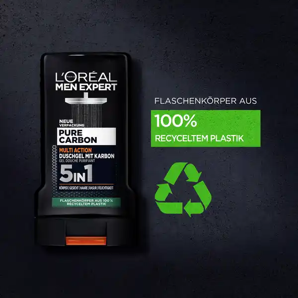 Bild 3 von L’Oréal Paris men expert Duschgel & Shampoo Pure Carbon mit Karbon 5in1, 250 ml