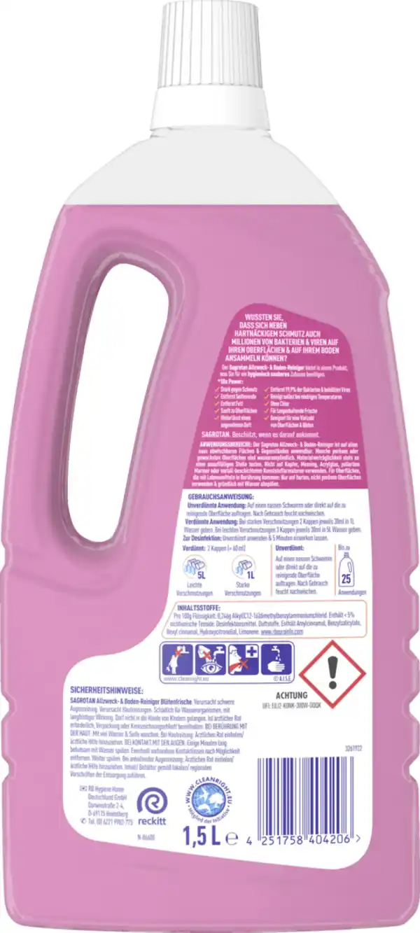 Bild 2 von Sagrotan Allzweck- & Boden-Reiniger Blütenfrische, 1.500 ml