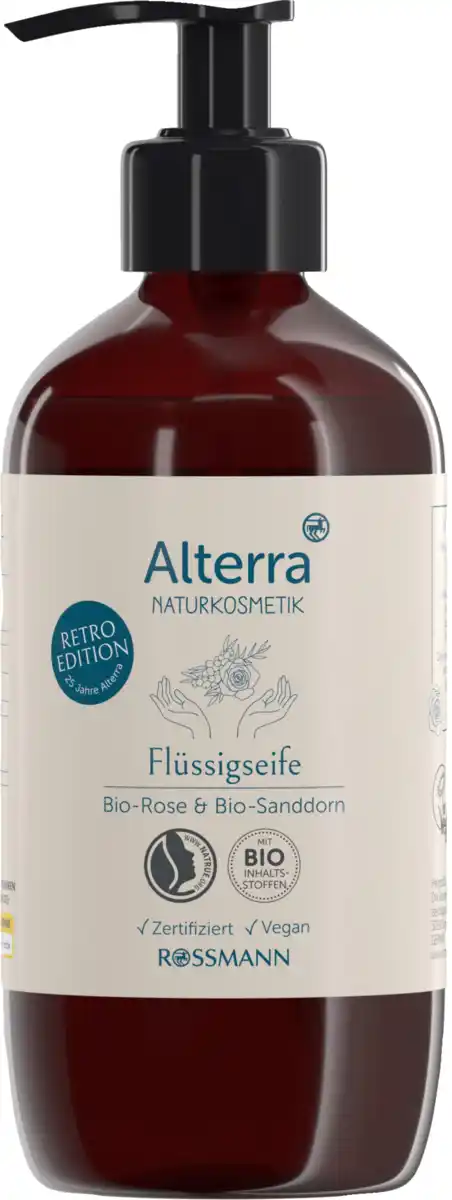 Bild 1 von Alterra NATURKOSMETIK Flüssigseife Bio-Rose & Bio-Sanddorn Retro Edition, 350 ml