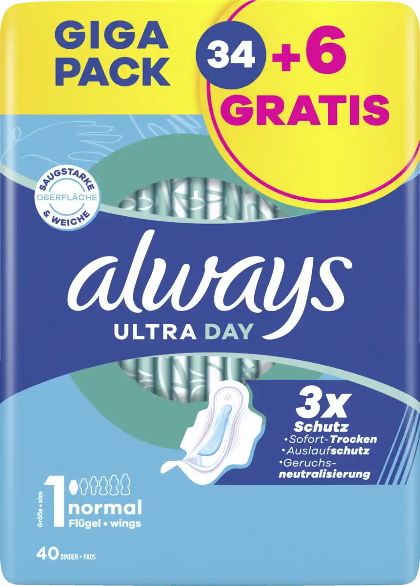 Bild 1 von Always Ultra Day Binden Normal mit Flügeln Gr. 1 Gigapack