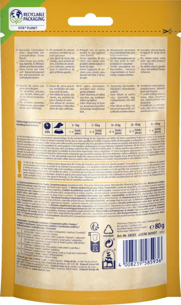 Bild 2 von Vitakraft pure DUCK Bonas Calciumknochen, 80 g