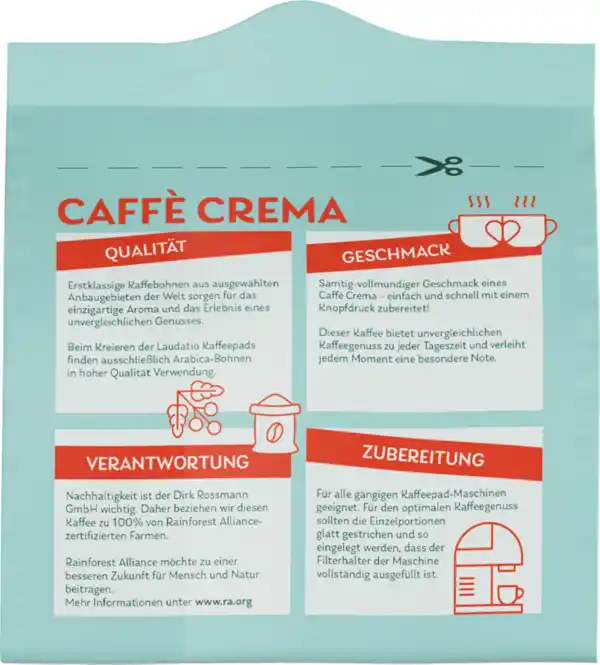 Bild 4 von LAUDATIO KAFFEEGENUSS Kaffeepads Caffe Crema, 112 g