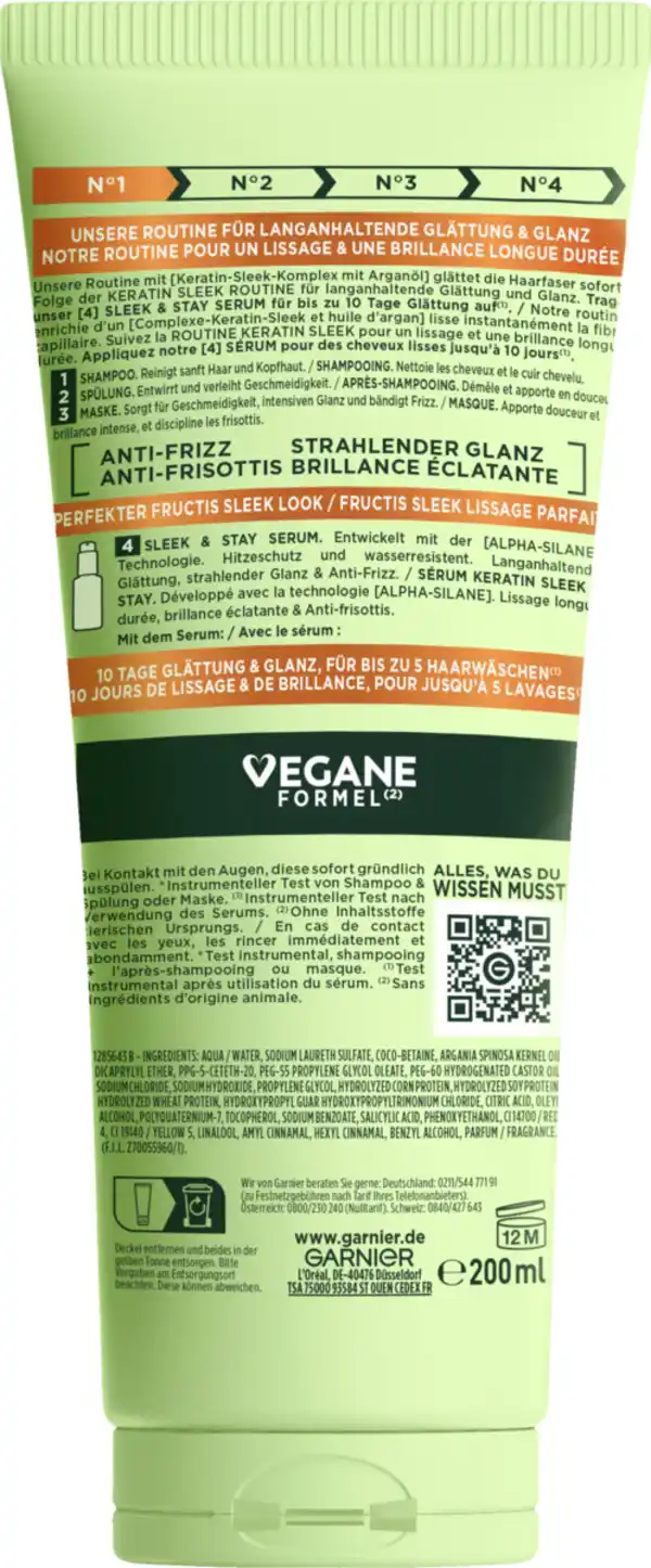 Bild 2 von Garnier Fructis Keratin Sleek Shampoo, 200 ml