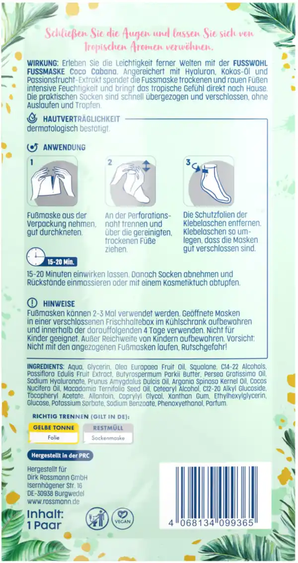 Bild 2 von FUSSWOHL Fußmaske Coco Cabana