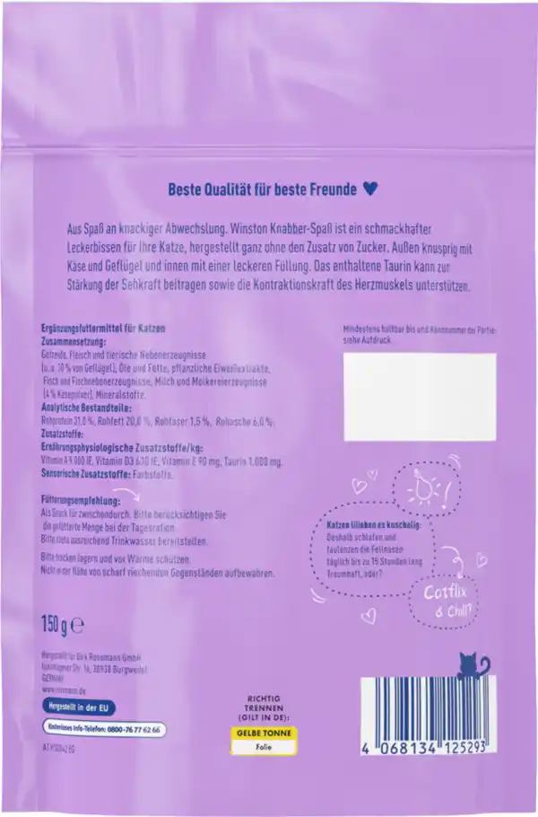 Bild 2 von Winston Knabber-Spaß mit Geflügel & Käse, 150 g