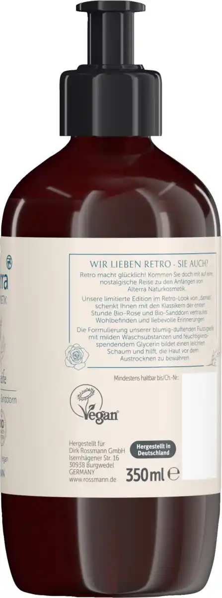 Bild 2 von Alterra NATURKOSMETIK Flüssigseife Bio-Rose & Bio-Sanddorn Retro Edition, 350 ml