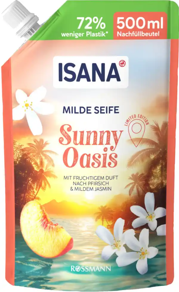 Bild 2 von ISANA Milde Seife Pfirsich & Jasmin, 500 ml