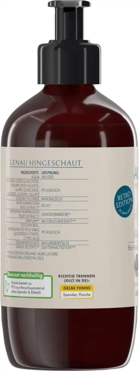 Bild 3 von Alterra NATURKOSMETIK Flüssigseife Bio-Rose & Bio-Sanddorn Retro Edition, 350 ml