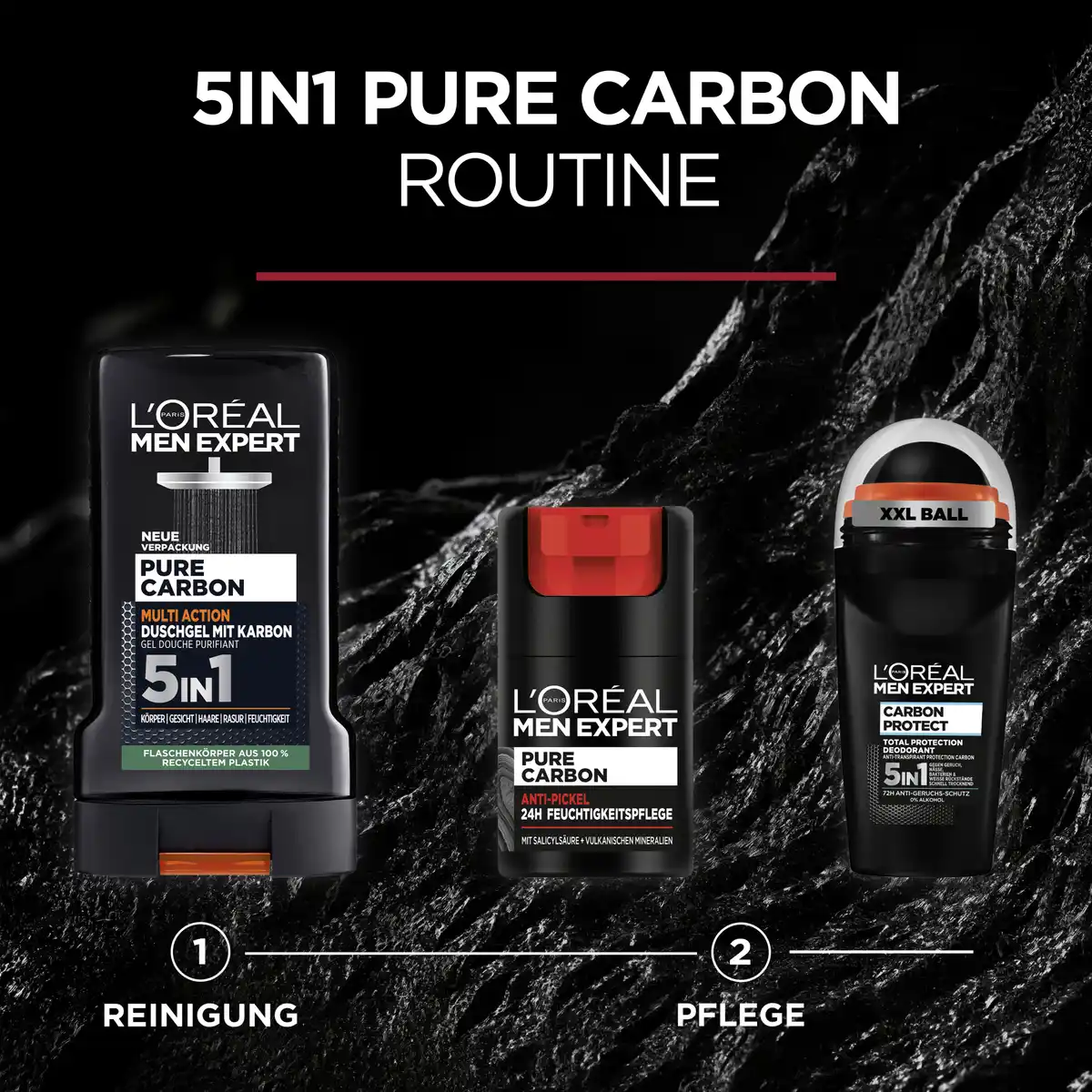 Bild 4 von L’Oréal Paris men expert Duschgel & Shampoo Pure Carbon mit Karbon 5in1, 250 ml